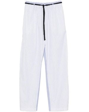 Barena Serata Vertical-Stripe Drawstring Pants - White