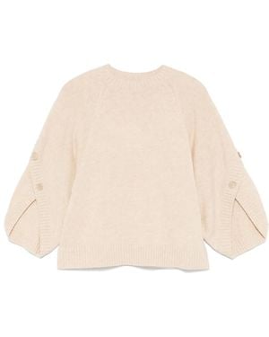 Max Mara Cosy Short-Stitch Wool And Cashmere Jumper With Wide Raglan Sleeves - Natural