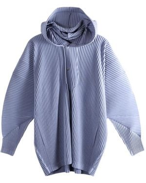 Homme Plissé Issey Miyake Hooded Pleated Jacket - Blue