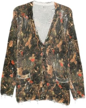 R13 Distressed Pocket Cardigan - Brown