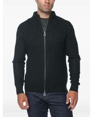 ARMANI EXCHANGE Ribbed-Knit Zip-Fastening Cardigan - Black