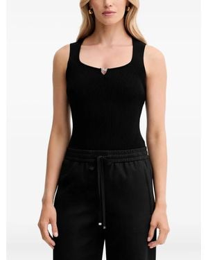 BOSS Ribbed Logo-Detail Tank Top - Black