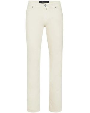 Billionaire Logo-Embroidered Jeans - White