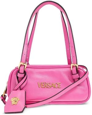 Versace Bolso de hombro con logo bordado - Rosa