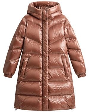 Woolrich Chevron Quilted Water-Repellent Puffer Jacket - Red