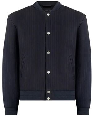 Manière De Voir Savin Pinstripe Bomber Jacket - Blue