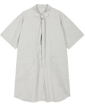 JNBY Crinkled Pinstripe Midi Shirt Dress - White
