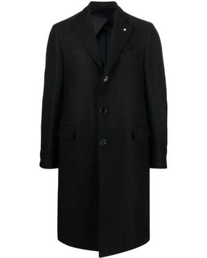 Lardini Single-Breasted Boxy Wool Coat - Black