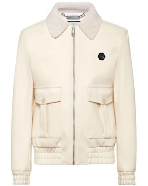 Philipp Plein Logo-Patch Jacket - Natural