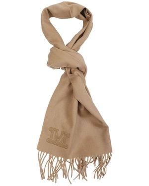 Max Mara Bestickter Schal Mit Fransen - Natur