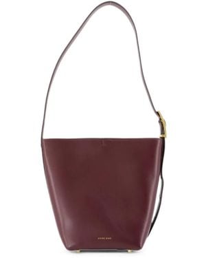 Anine Bing Elly Grained-Leather Shoulder Bag - Purple