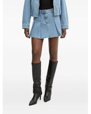 MICHAEL Michael Kors Pleated Mini Denim Skirt - Blue