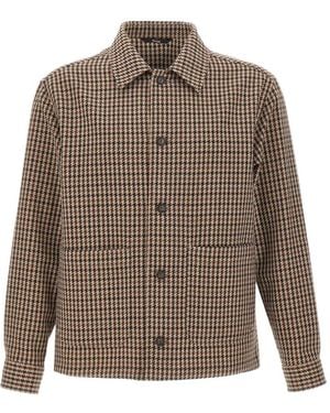 BOSS Relaxed-Fit Wool-Blend Jacket With Vichy Check - Brown