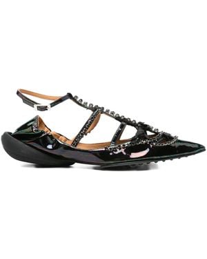 13 09 SR Tootsy Crystal-Embellished Pointed-Toe Ballet Flats - Black