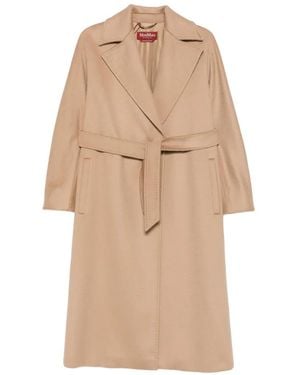 Max Mara Gewickelter Mantel Mit Gürtel - Natur