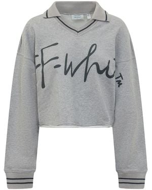 Off-White c/o Virgil Abloh Cropped Script Sweatshirt - Grey