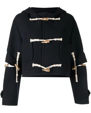 ROKH Cut-Out Hooded Duffle Jacket - Black