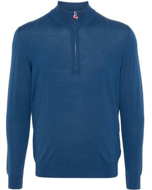Kiton Half-Zip High-Neck Jumper - Blu