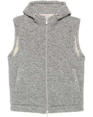 Eleventy Hooded Ribbed Gilet - Grey