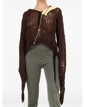 OTTOLINGER Distressed Knit Hoodie - Brown