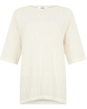 Alpha Studio Ribgebreide Top - Wit