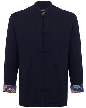 Shanghai Tang Tang Dragon-Print Cardigan - Blue