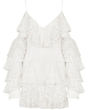 Balmain Ruffled Mini Dress - White