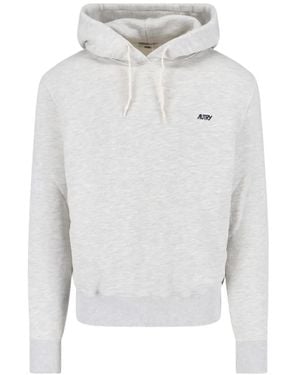 Autry Drawstring Embroidered Hoodie - White