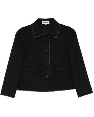 ShuShu/Tong Frayed Collared Jacket - Black
