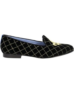 Blue Bird Shoes Mocasines fleur-de-lis bordados - Negro