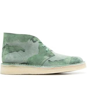 Clarks Watercolour-Effect Print Boots - Green