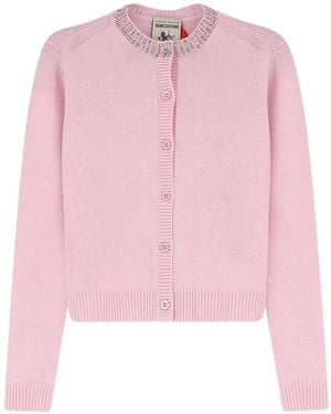 Semicouture Hennie Crystal-Embellished Button-Up Cardigan - Pink