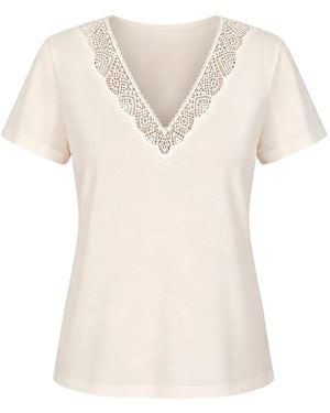 Molly Bracken Lace-Trim V-Neck T-Shirt - White