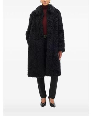 Another Tomorrow Faux-Fur Balmacaan Coat - Black