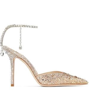 Jimmy Choo Saeda 100mm ビジュートリム パンプス - メタリック