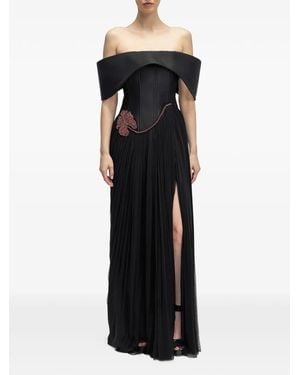 ARAFTU Off-The-Shoulder Corset-Style Gown - Black