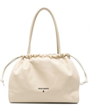 Patrizia Pepe Medium Soft Rock Shoulder Bag - Natural