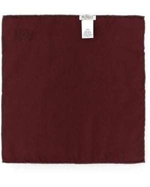 Brunello Cucinelli Solomeo Embroidered Silk Pocket Square - Purple