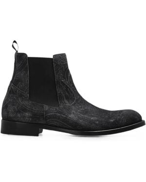 Etro Botas Chelsea De Ante Con Estampado De Cachemira - Negro
