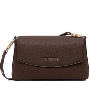 Love Moschino Logo-Plaque Cross Body Bag - Brown