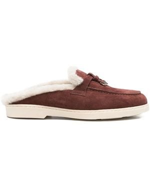 Doucal's Fur-Trim Mules - Brown