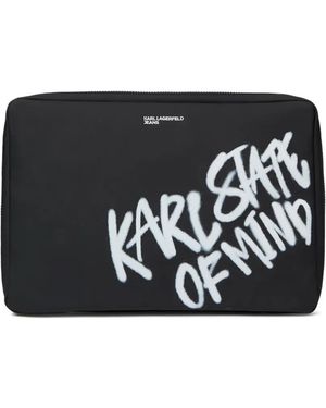 KARL LAGERFELD Pochette D'Ordinateur À Imprimé Graffiti Et Plaque Logo - Noir