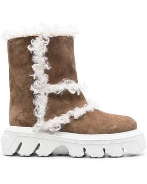 Casadei Generation C Marika Boots In Camel And White - Brown