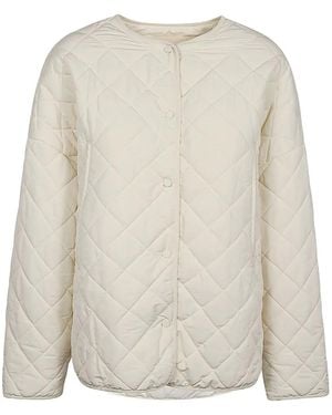 Sandbeige Quilted Jacket - White