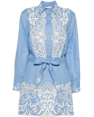 ALÉMAIS Arion Linen Minidress - Blue