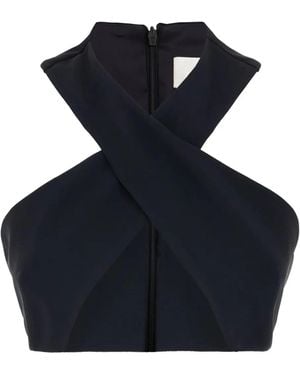 The Seafarer Top con cuello cruzado y cremallera - Azul