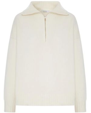 Max Mara Strickpullover Mit Reißverschluss - Weiß