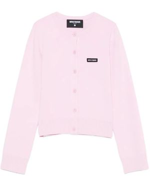 WRSTBHVR Logo-Patch Button-Up Cardigan - Pink
