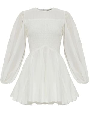 AllSaints Chia Smocked Mini Dress - White
