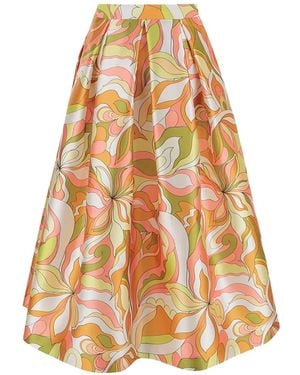 Lunatica Milano Luna K Groovy Floral-Print Midi Skirt - White